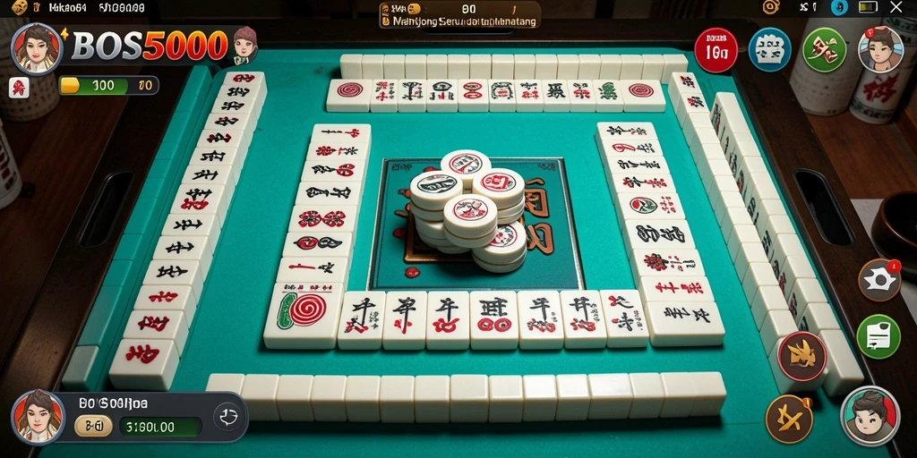 Tampilan gameplay menarik dari BOS5000 dengan ubin Mahjong.