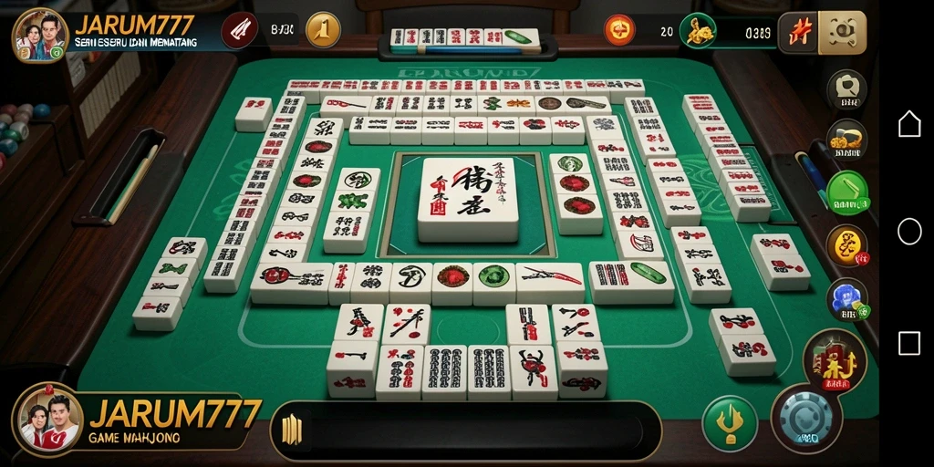 Tampilan gameplay seru di JARUM77 dengan ubin Mahjong.