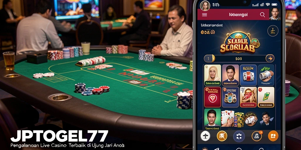 Screenshot gameplay Live Casino JPTOGEL77 menampilkan dealer profesional dan suasana kasino yang nyata.