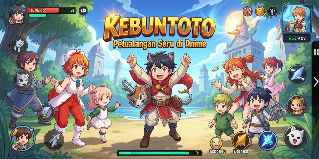 Screenshot gameplay KEBUNTOTO dengan grafik anime yang menawan.
