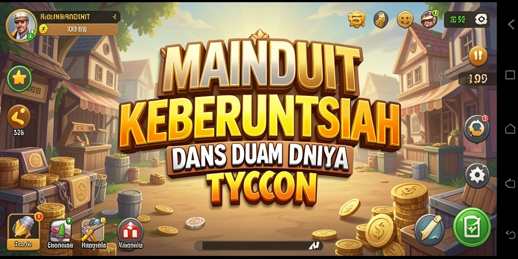 Layar permainan MAINDUIT menunjukkan pengelolaan bisnis yang menarik.