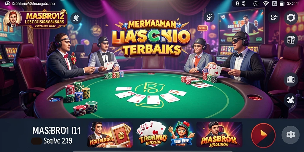 Screenshot gameplay MASBRO12 yang menampilkan dealer langsung dan permainan seru.