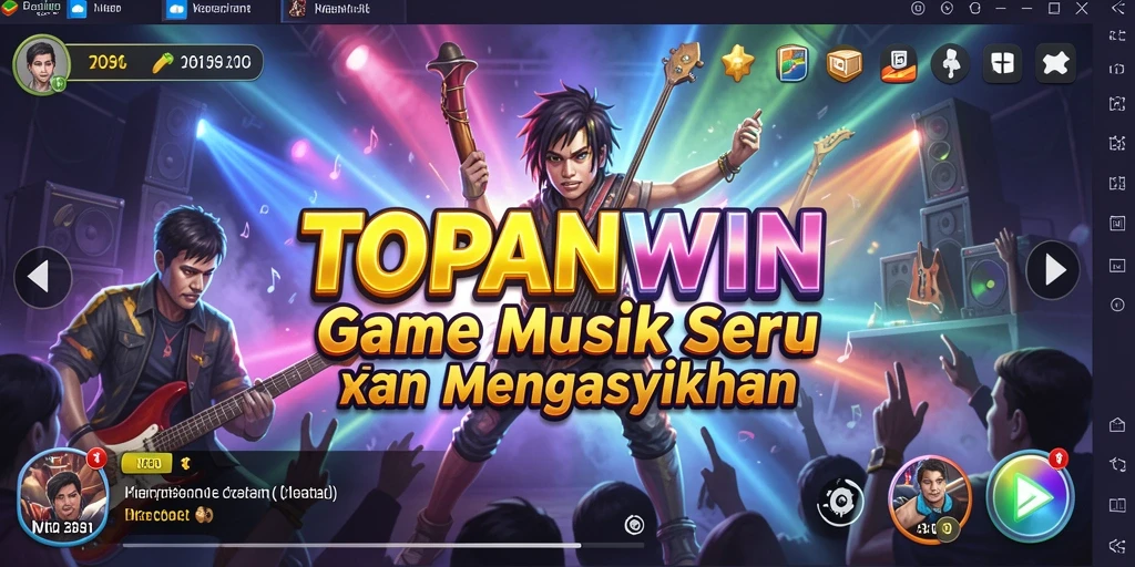 Tampilan gameplay TOPANWIN dengan not-not musik yang berwarna-warni.