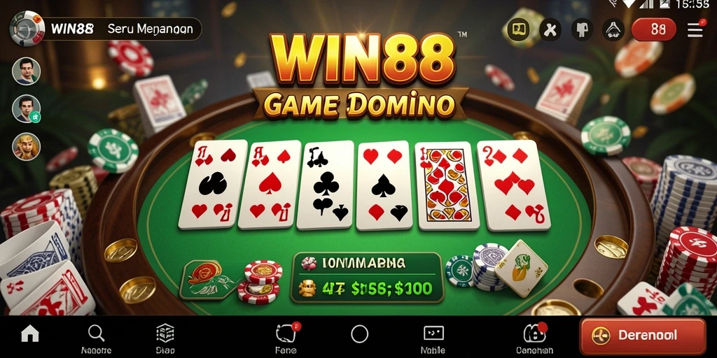 Tampilan gameplay seru dalam permainan domino WIN88.